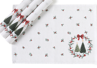  Kit 4 Peças Jogo Americano Dohler Clean Estampado Digital Bosque de Natal