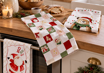 Kit 3 Peças Pano de Copa Felpudo Dohler Natal Divertido 100% Algodão