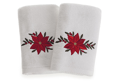Jogo de Toalhas de Lavabo / Mão Karsten Flor do Natal Bordada