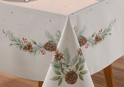 Toalha de Mesa Quadrada Dohler Clean Matisse Estampado Digital Natal Campestre