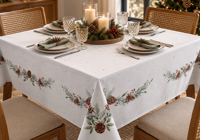 Toalha de Mesa Quadrada Dohler Clean Matisse Estampado Digital Natal Campestre