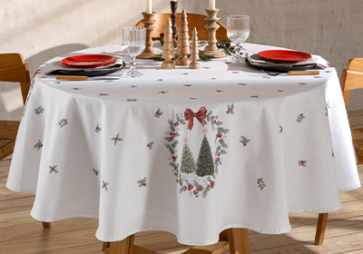 Toalha de Mesa Redonda Dohler Clean Estampado Digital Bosque de Natal 