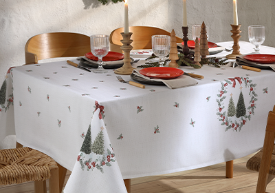 Toalha de Mesa Retangular Dohler Clean Estampado Digital Bosque de Natal