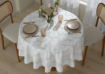 Toalha de Mesa Redonda Dohler Clean Iris 8 Lugares 1,80m