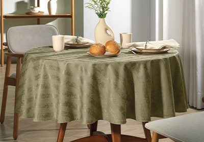 Toalha de Mesa Redonda Karsten Jacquard Sempre Limpa Campestre 