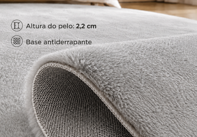 Tapete Redondo de Pelo Albany II Toque Macio Antiderrapante