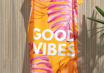 Toalha de Praia Dohler Good Vibes Aveludada 100% Algodão - Gramatura: 320 g/m²