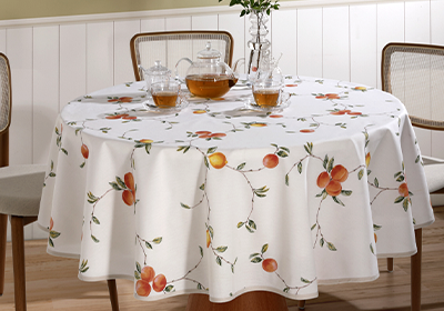Toalha de Mesa Redonda Dohler Clean Pêssegos 4 Lugares 1,60m